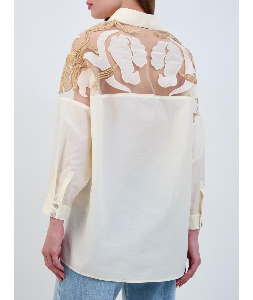 GENTRY PORTOFINO Бежевая хлопковая рубашка, фото 4