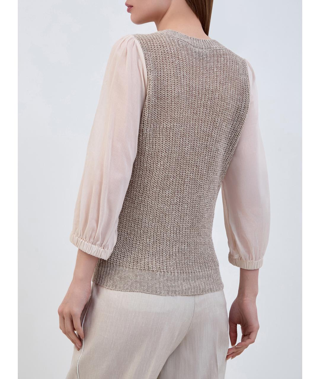 PESERICO Бежевый льняной джемпер / свитер, фото 4