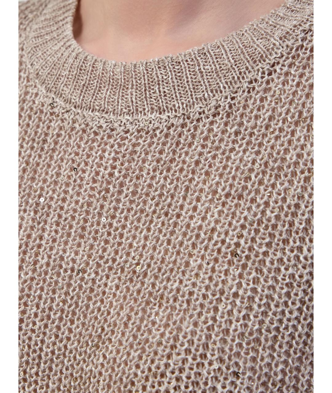 PESERICO Бежевый льняной джемпер / свитер, фото 5