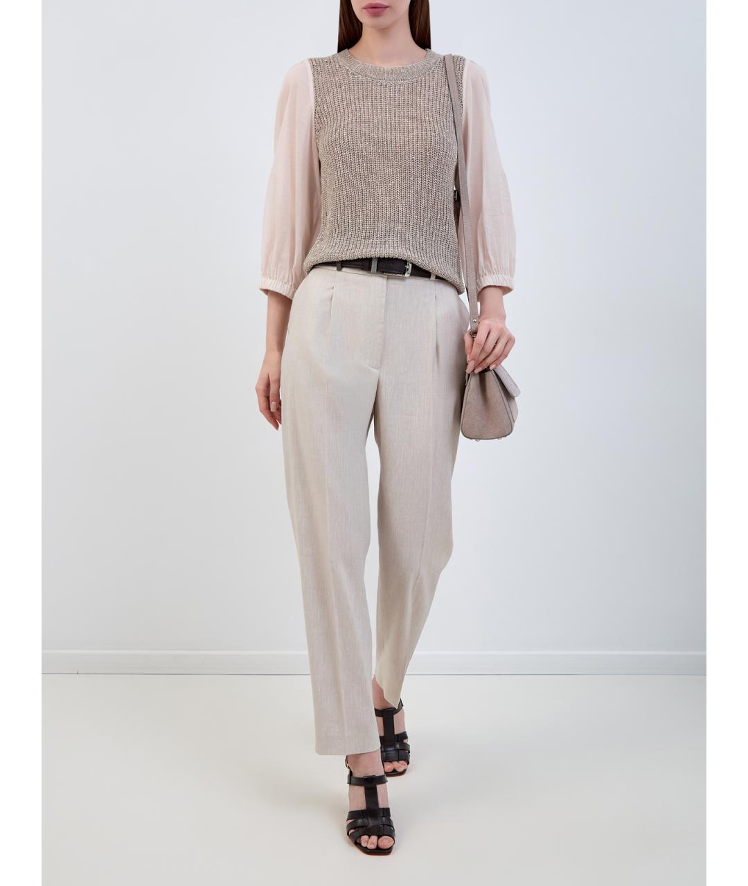 PESERICO Бежевый льняной джемпер / свитер, фото 2