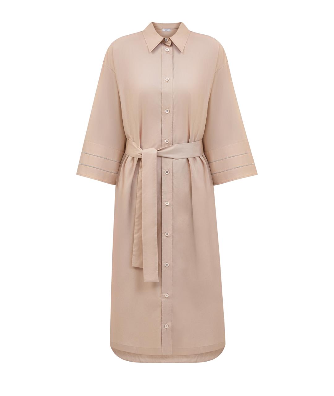 PESERICO Бежевое хлопковое повседневное платье, фото 1