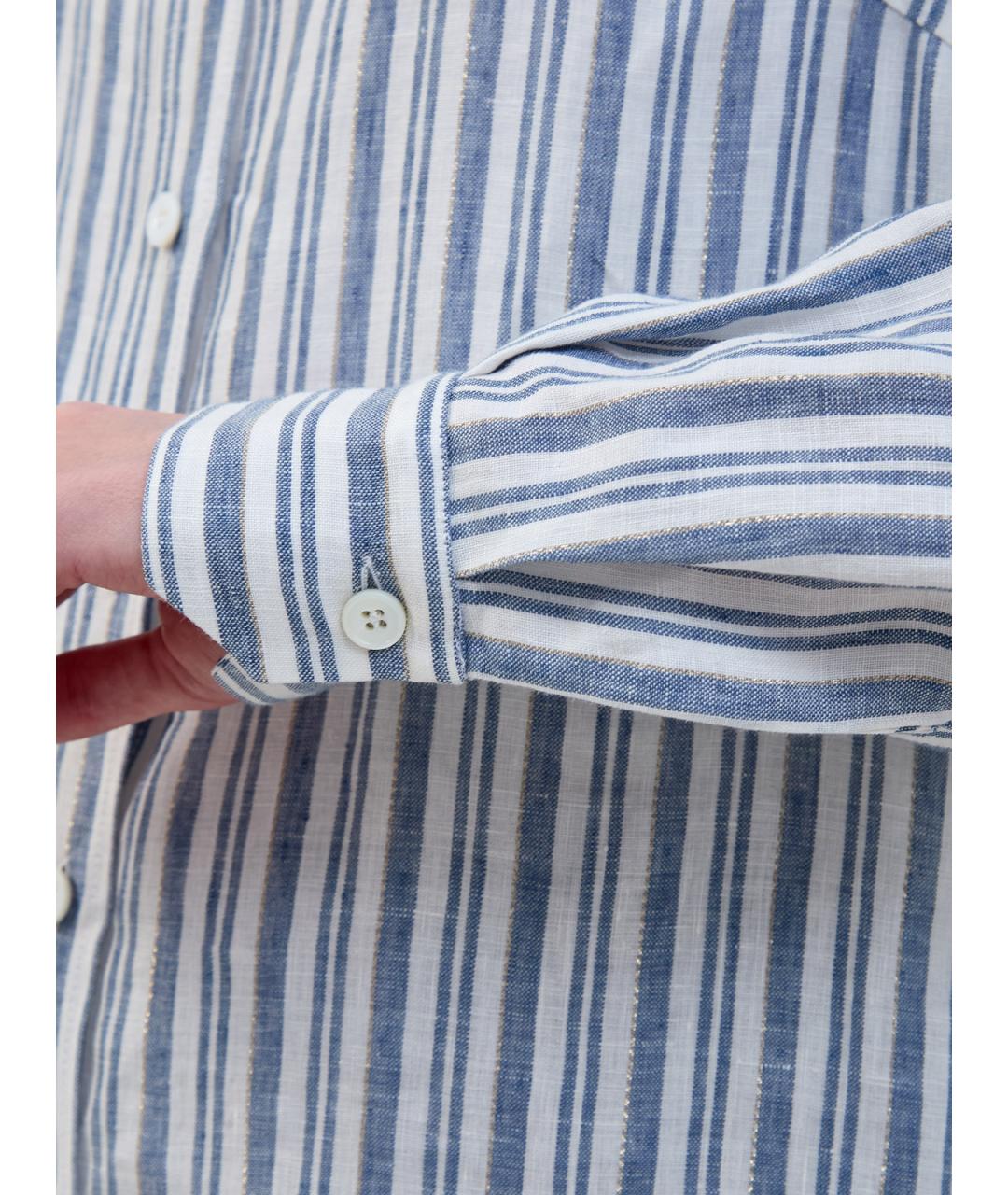 ELEVENTY Синяя льняная рубашка, фото 5