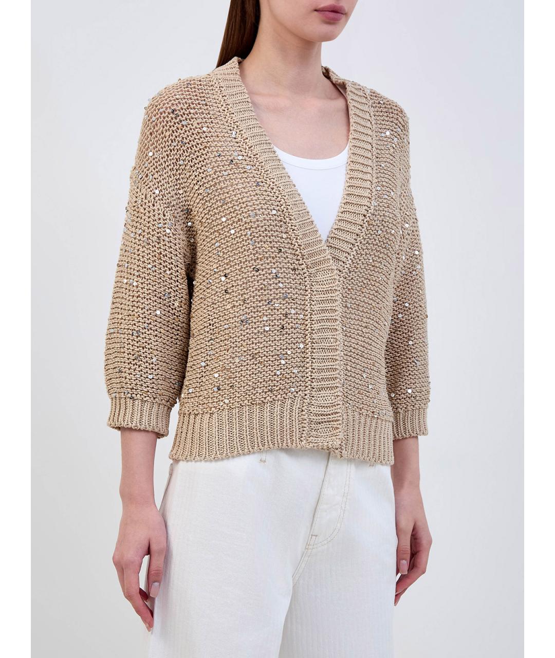 PESERICO Бежевый хлопковый кардиган, фото 3