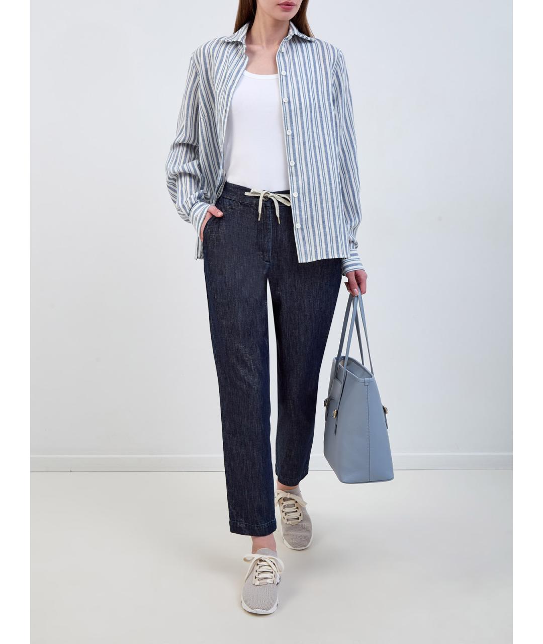 ELEVENTY Синие хлопковые прямые джинсы, фото 2