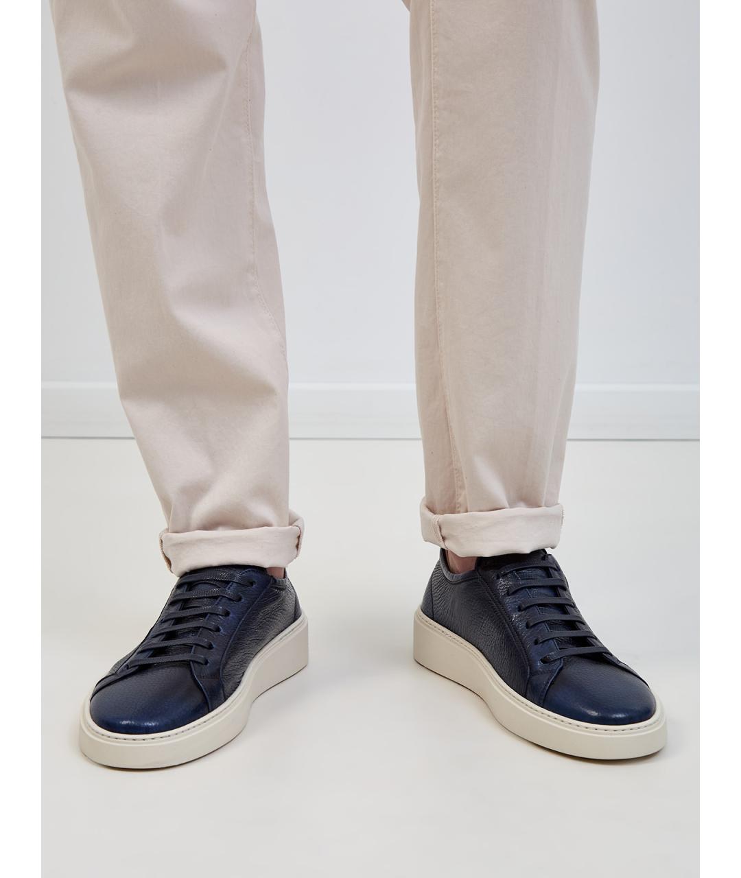 BARRETT Темно-синие кожаные низкие кроссовки / кеды, фото 2