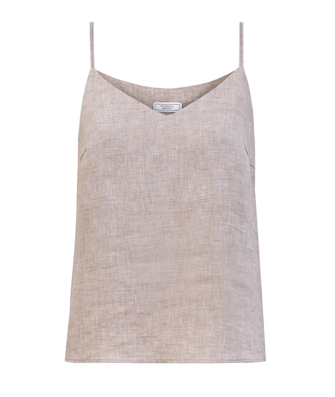 PESERICO Бежевая льняная майка, фото 1
