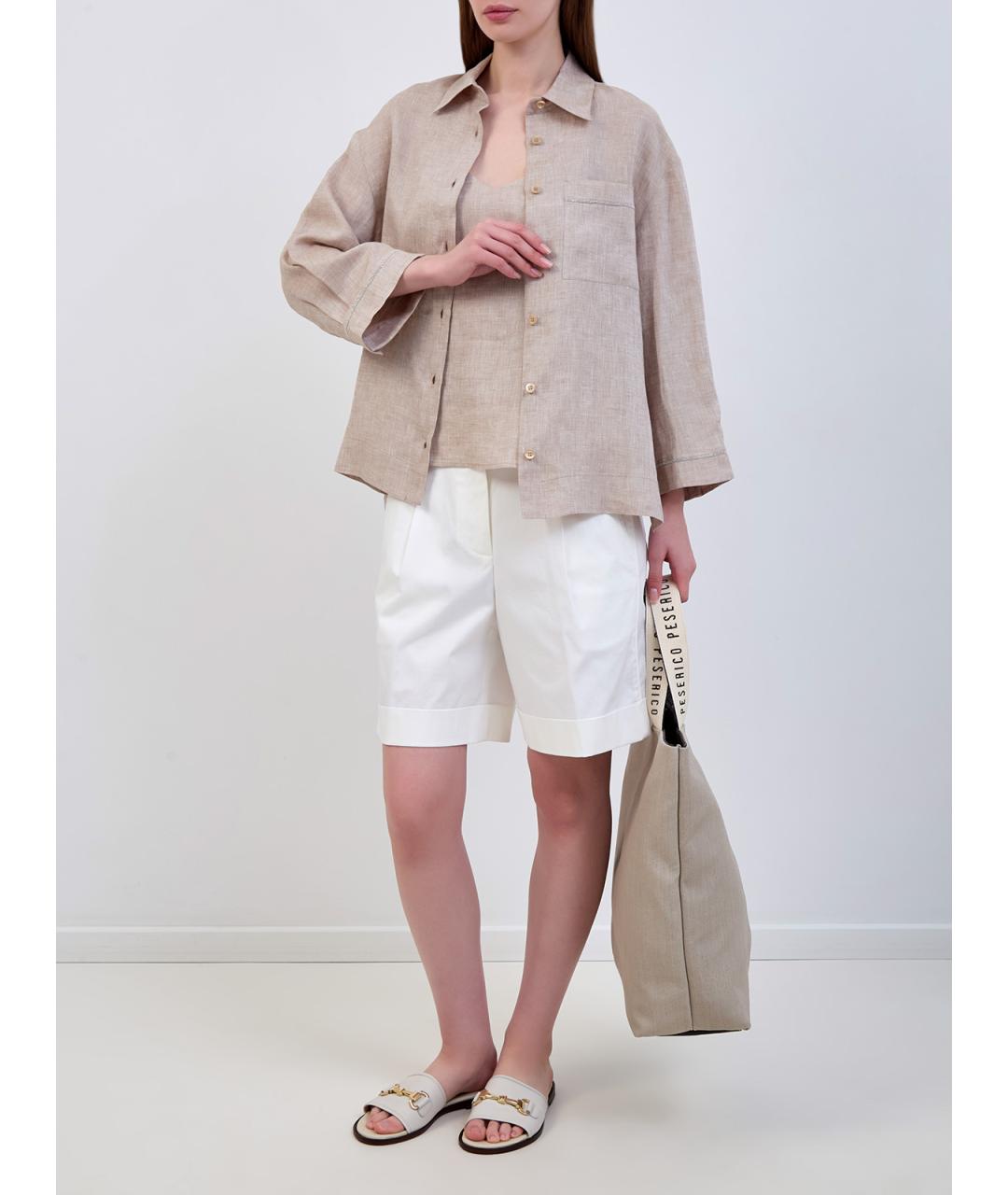 PESERICO Бежевая льняная майка, фото 2