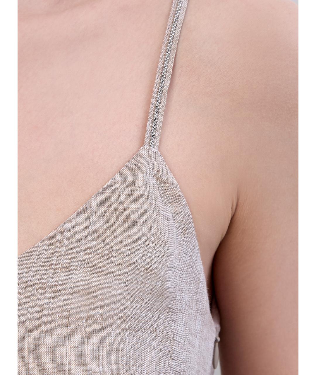 PESERICO Бежевая льняная майка, фото 5