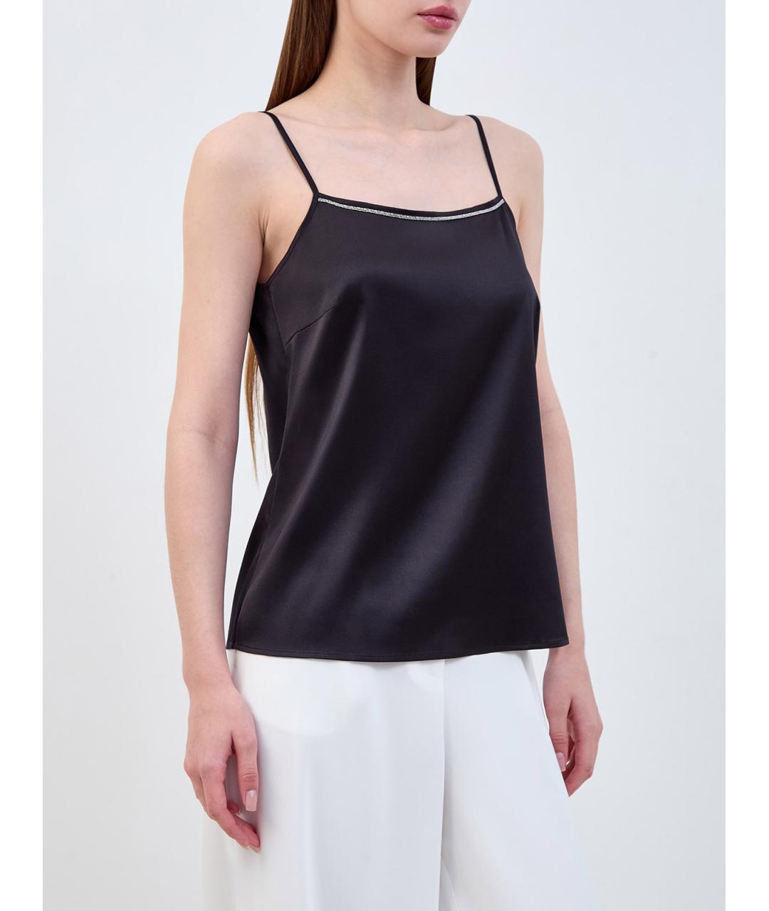 PESERICO Черная шелковая майка, фото 3