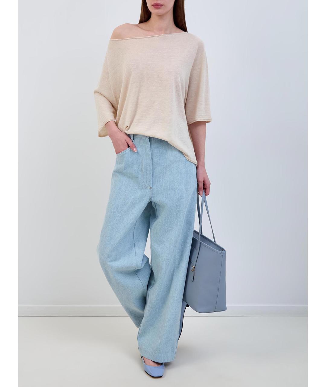 GENTRY PORTOFINO Голубые хлопковые прямые джинсы, фото 2