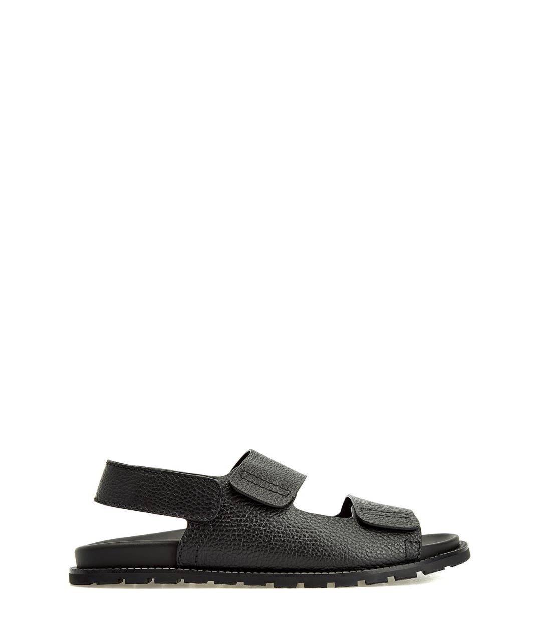 BARRETT Черные кожаные сандалии, фото 1