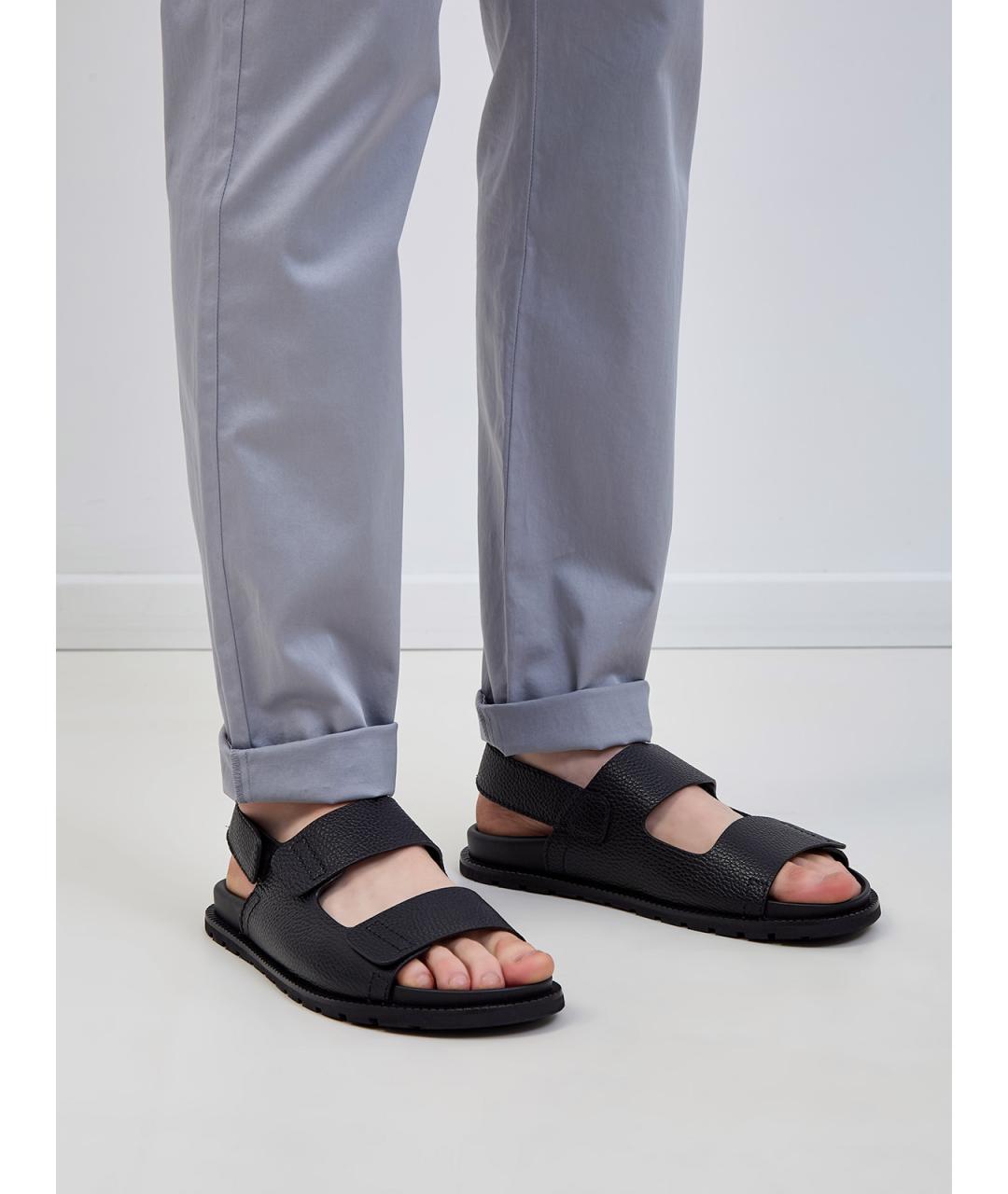 BARRETT Черные кожаные сандалии, фото 2