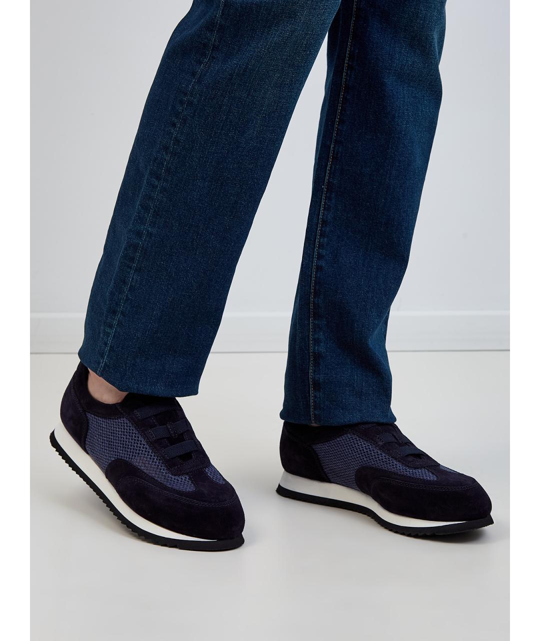 DOUCAL'S Синие кожаные низкие кроссовки / кеды, фото 2