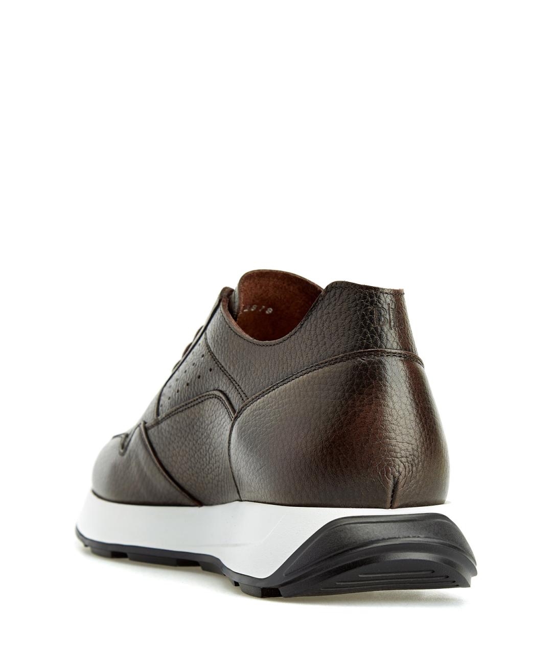 BARRETT Коричневые кожаные низкие кроссовки / кеды, фото 4