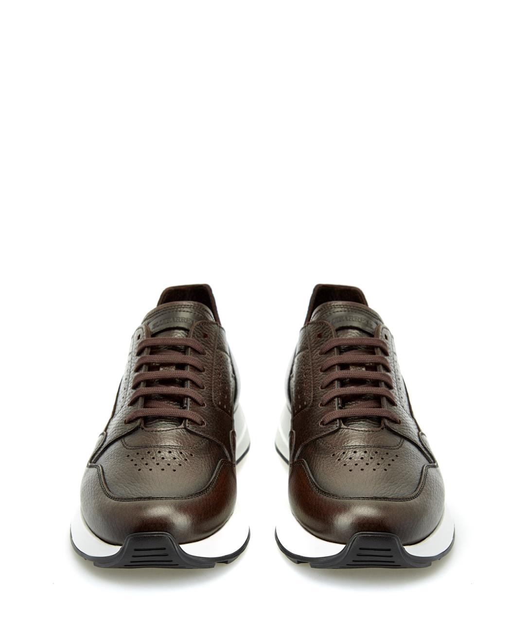 BARRETT Коричневые кожаные низкие кроссовки / кеды, фото 5