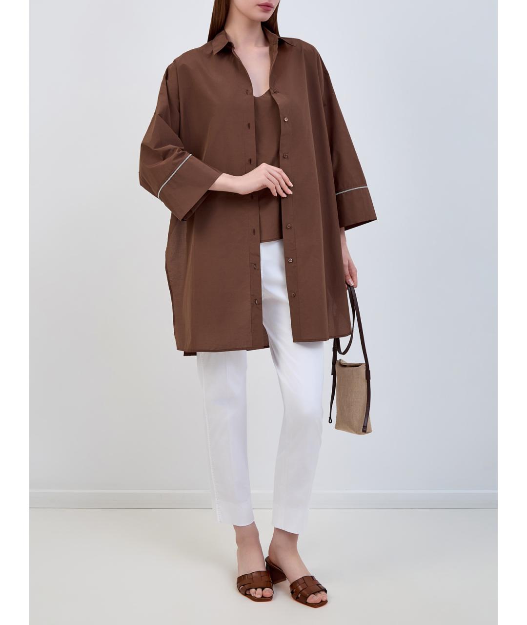 PESERICO Коричневая хлопковая рубашка, фото 2