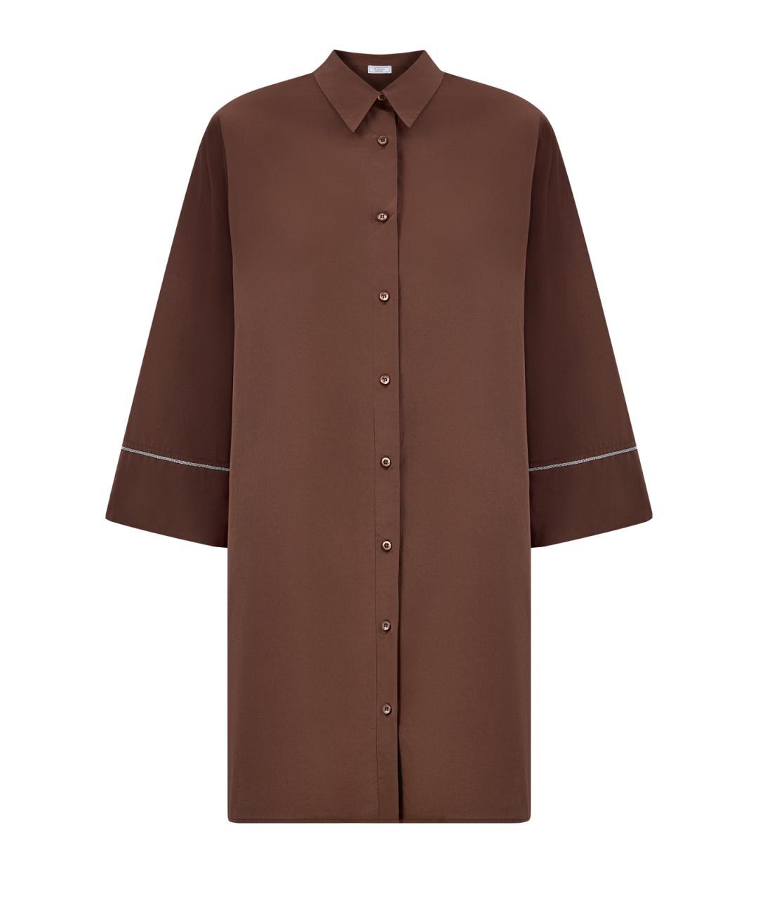 PESERICO Коричневая хлопковая рубашка, фото 1