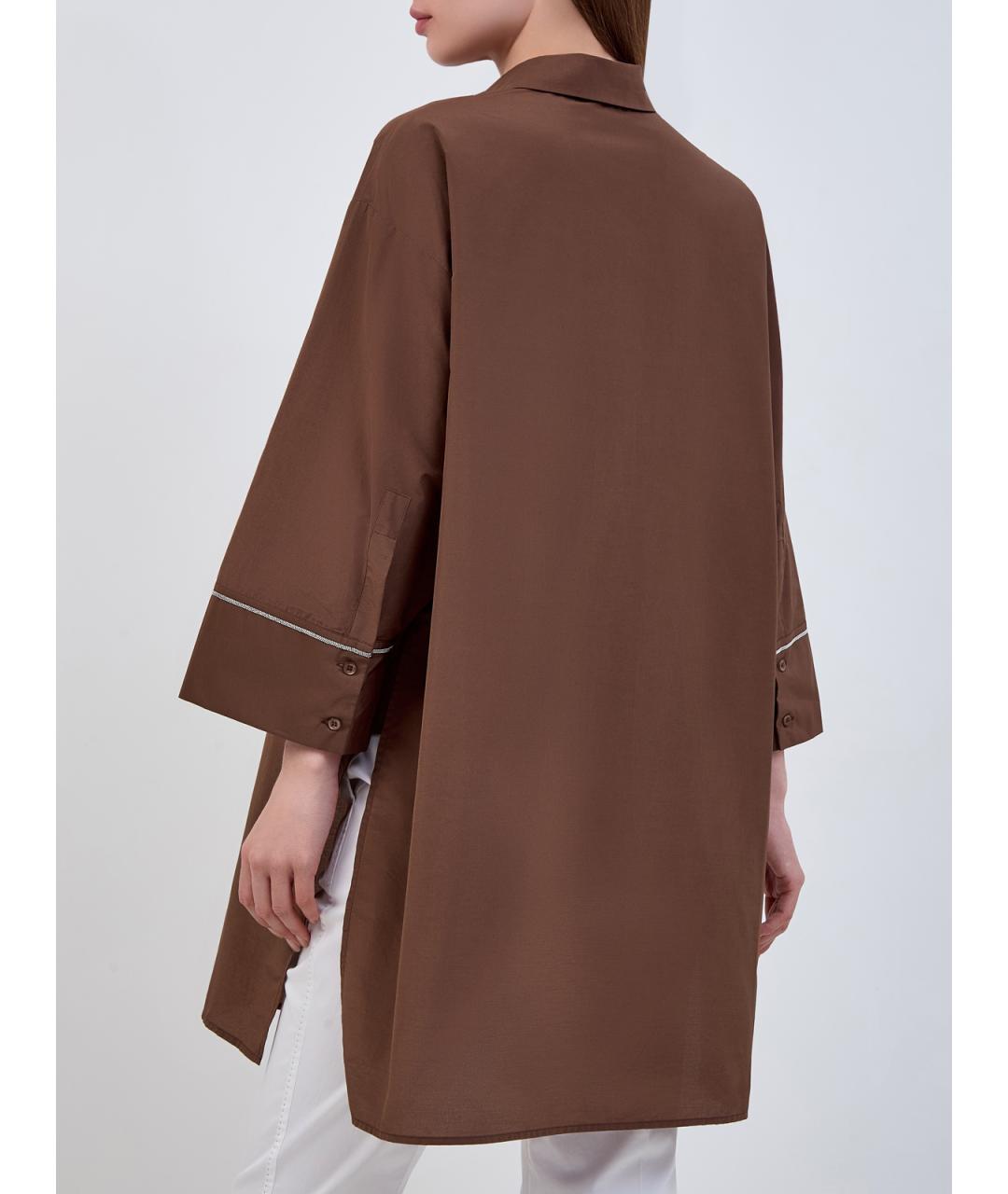 PESERICO Коричневая хлопковая рубашка, фото 4