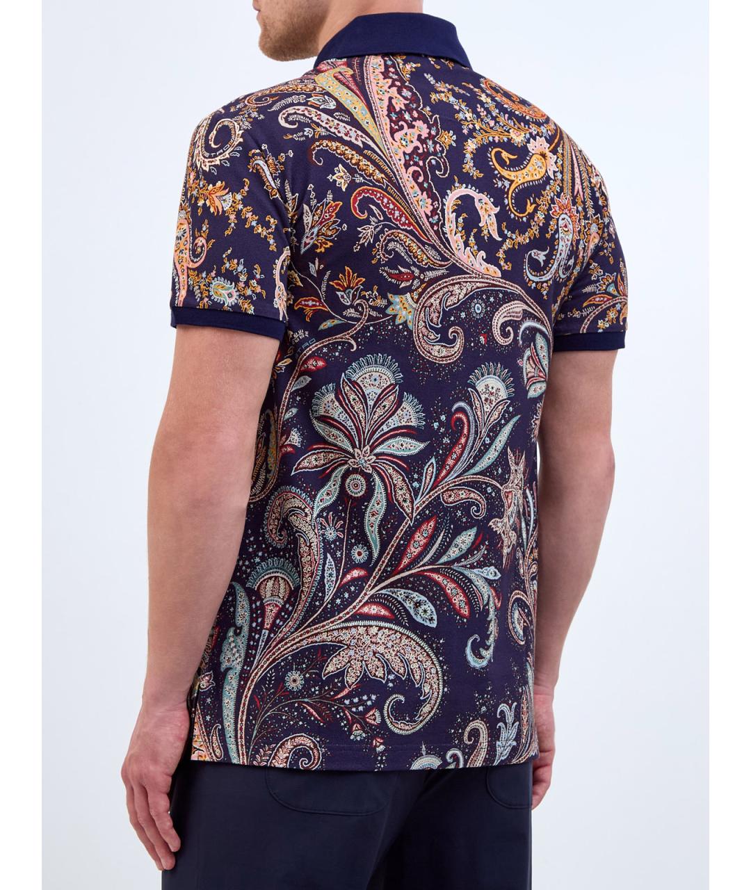 ETRO Синее хлопковое поло с коротким рукавом, фото 4