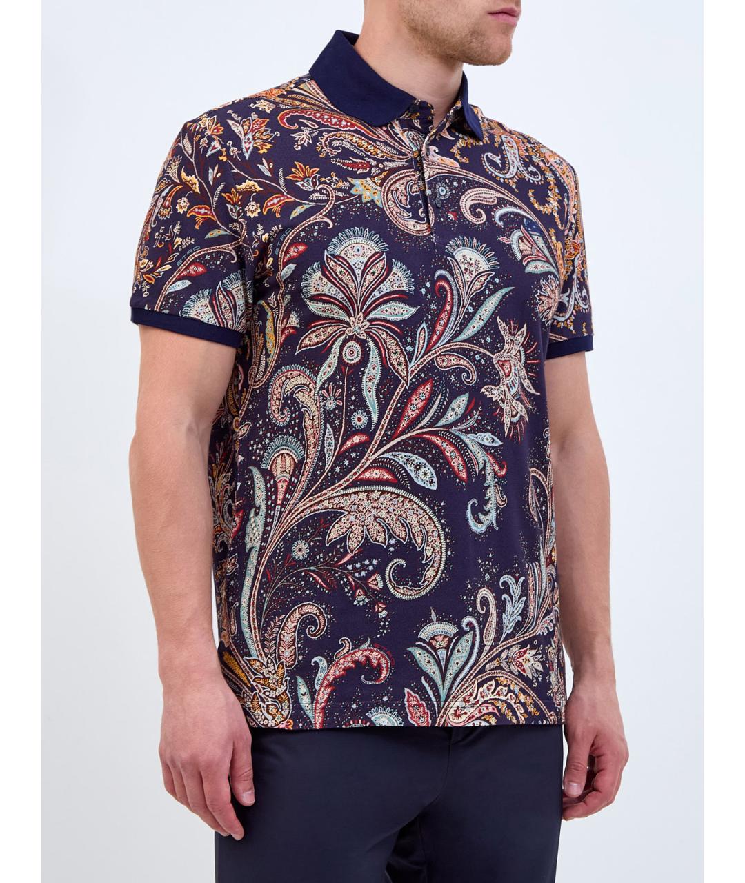 ETRO Синее хлопковое поло с коротким рукавом, фото 3