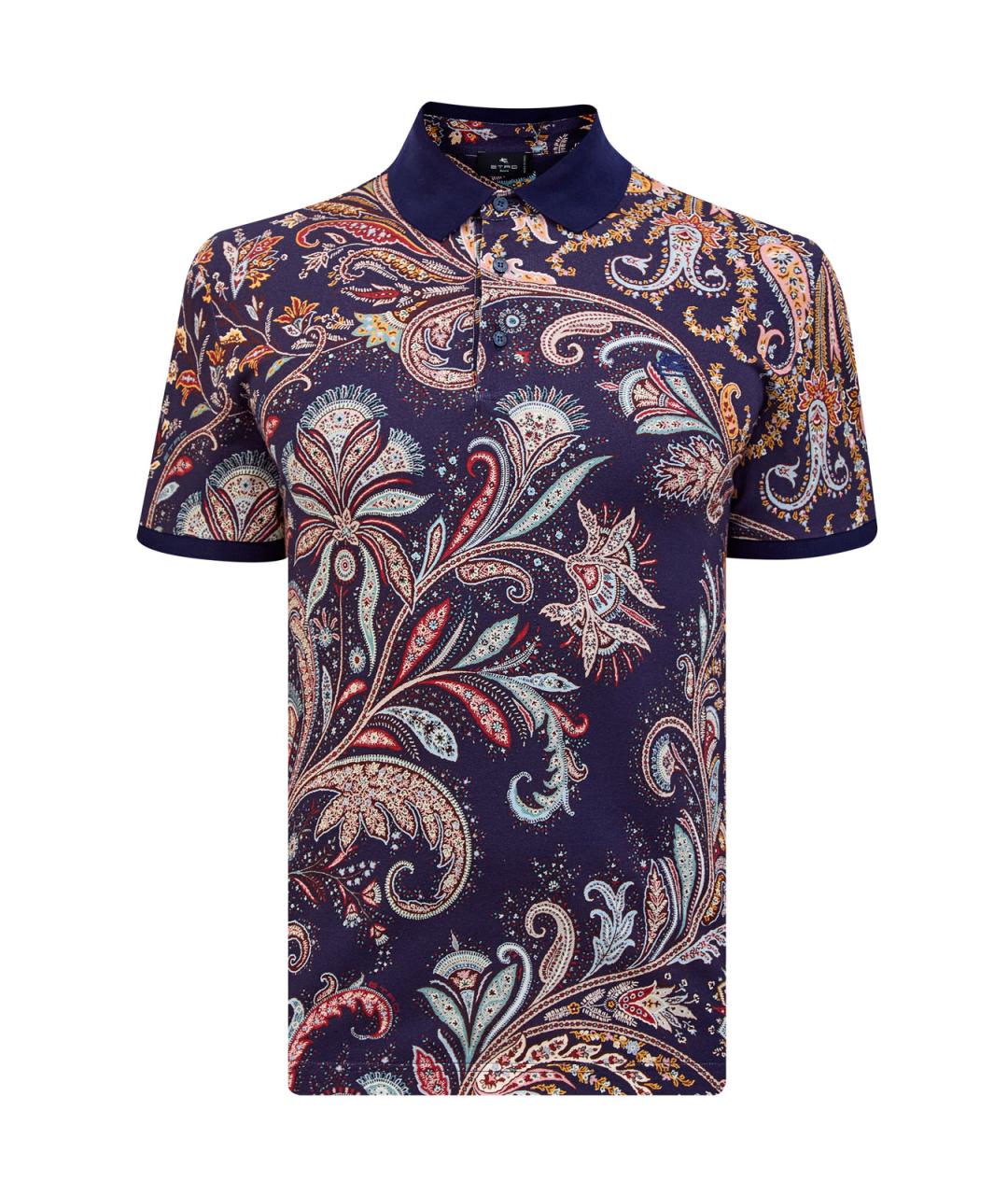ETRO Синее хлопковое поло с коротким рукавом, фото 1