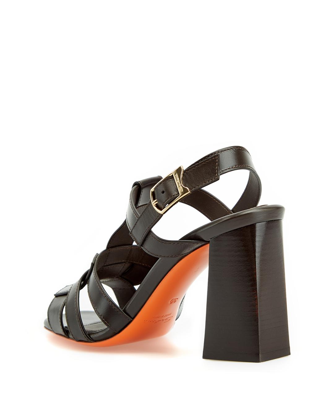 SANTONI Коричневые кожаные босоножки, фото 4