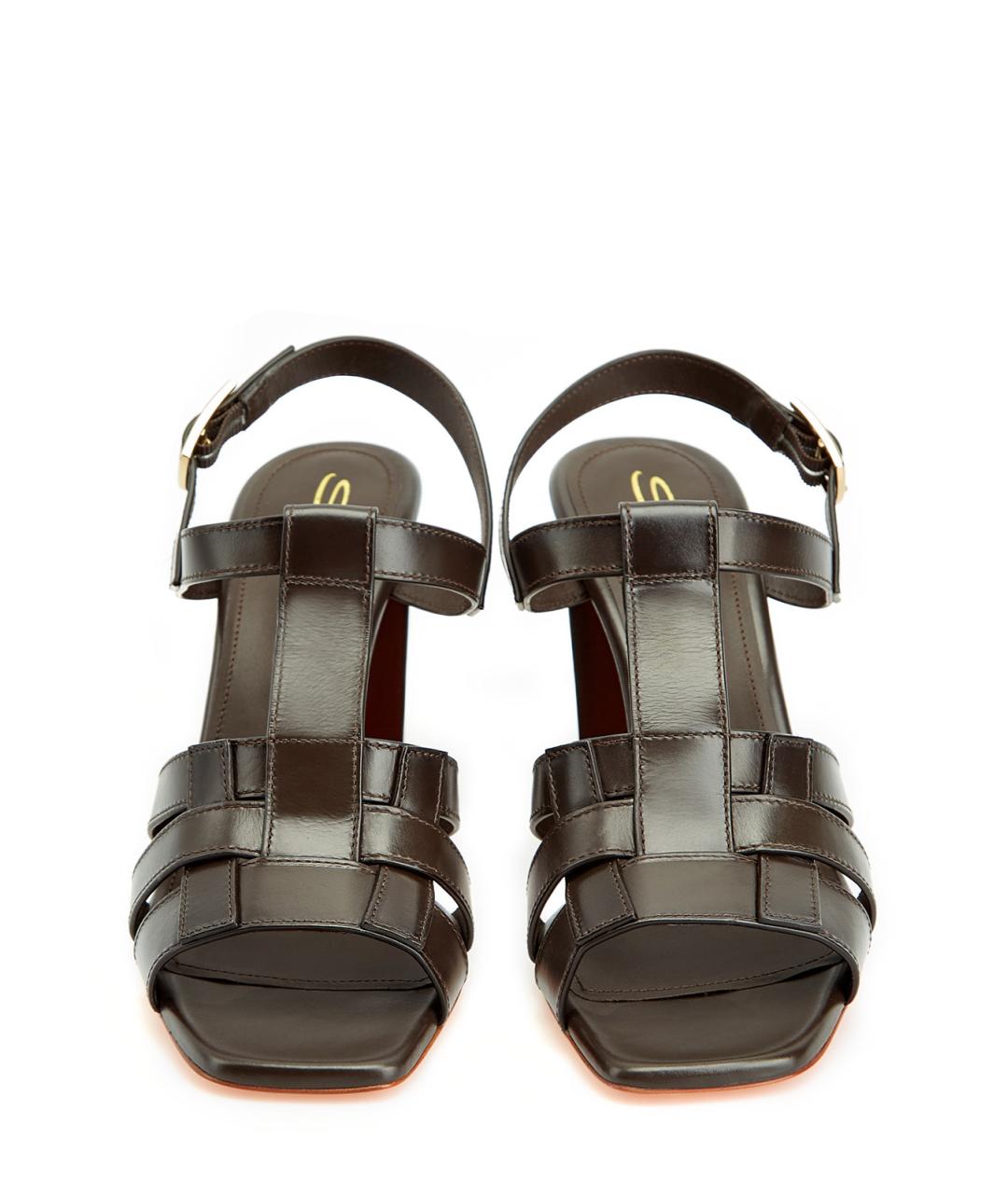 SANTONI Коричневые кожаные босоножки, фото 6