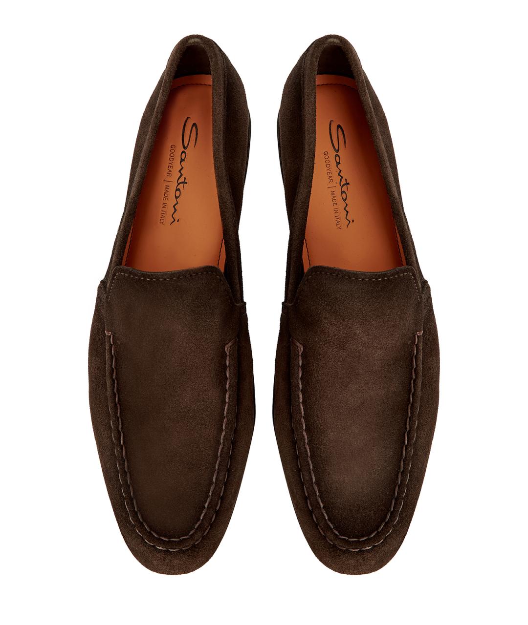 SANTONI Коричневые замшевые лоферы, фото 5