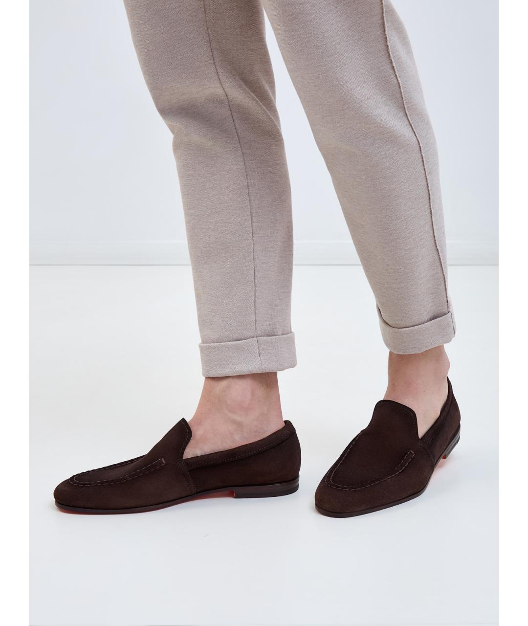 SANTONI Коричневые замшевые лоферы, фото 2