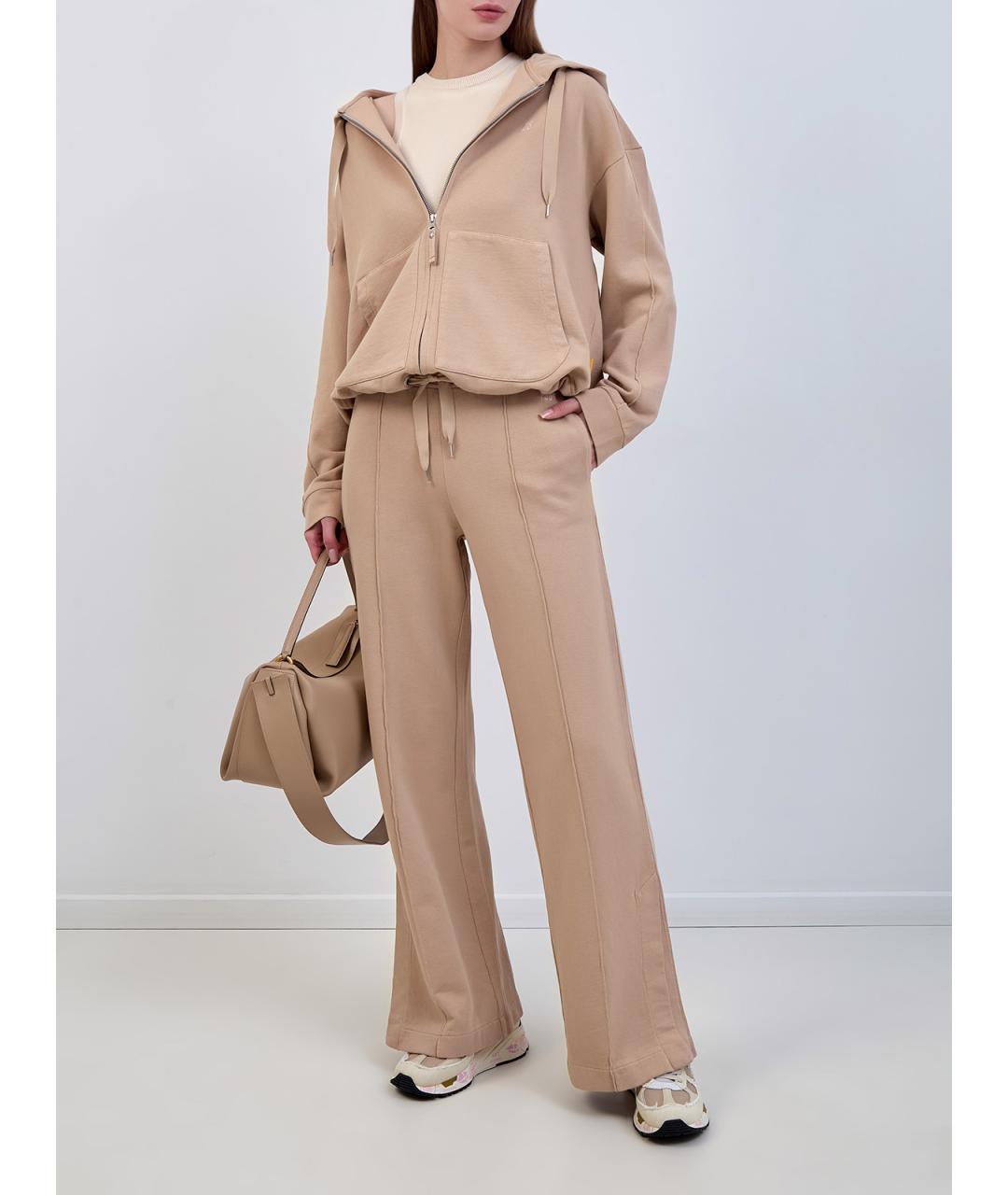 PARAJUMPERS Бежевые хлопковые прямые брюки, фото 2