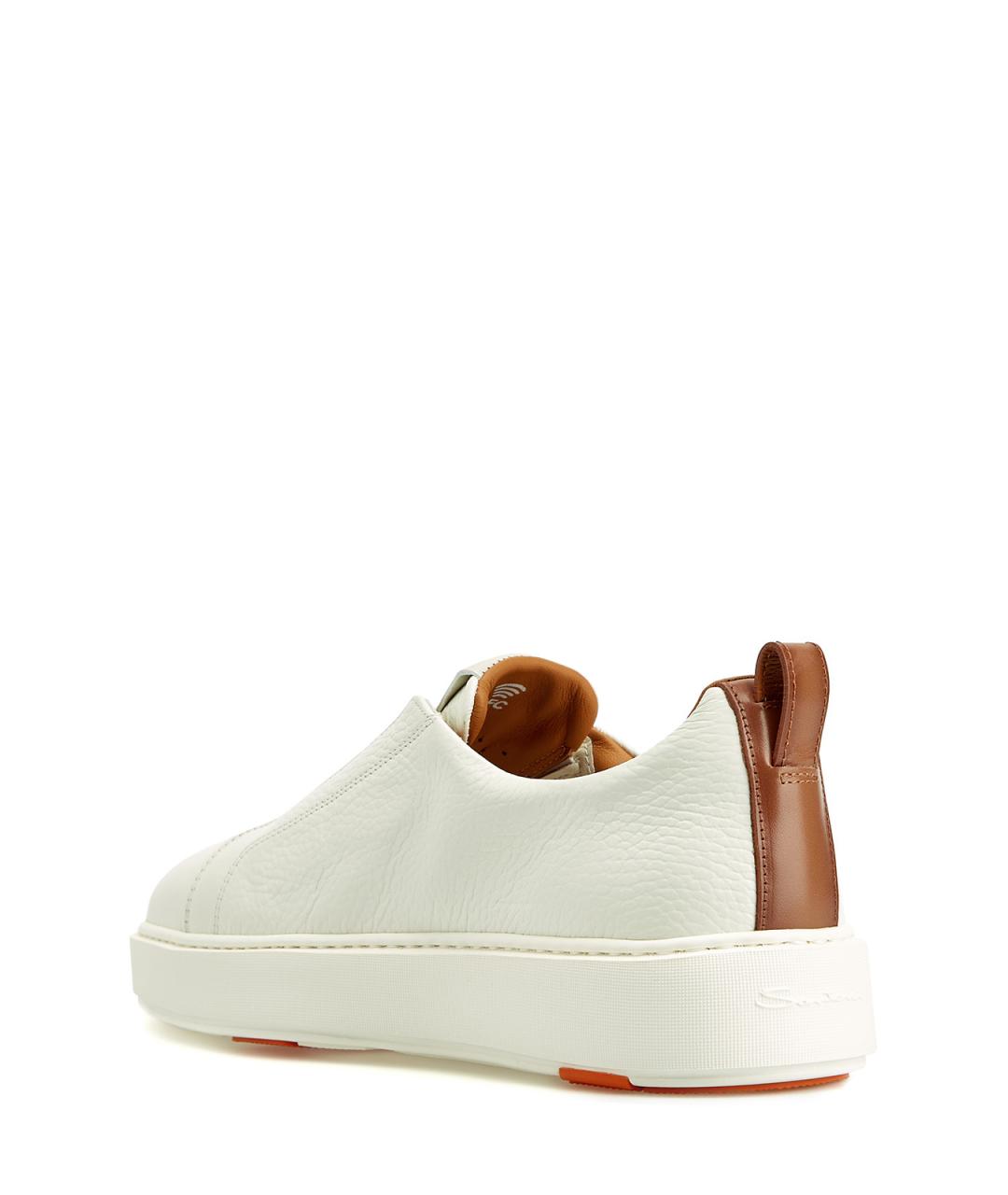 SANTONI Белые кожаные кеды, фото 4