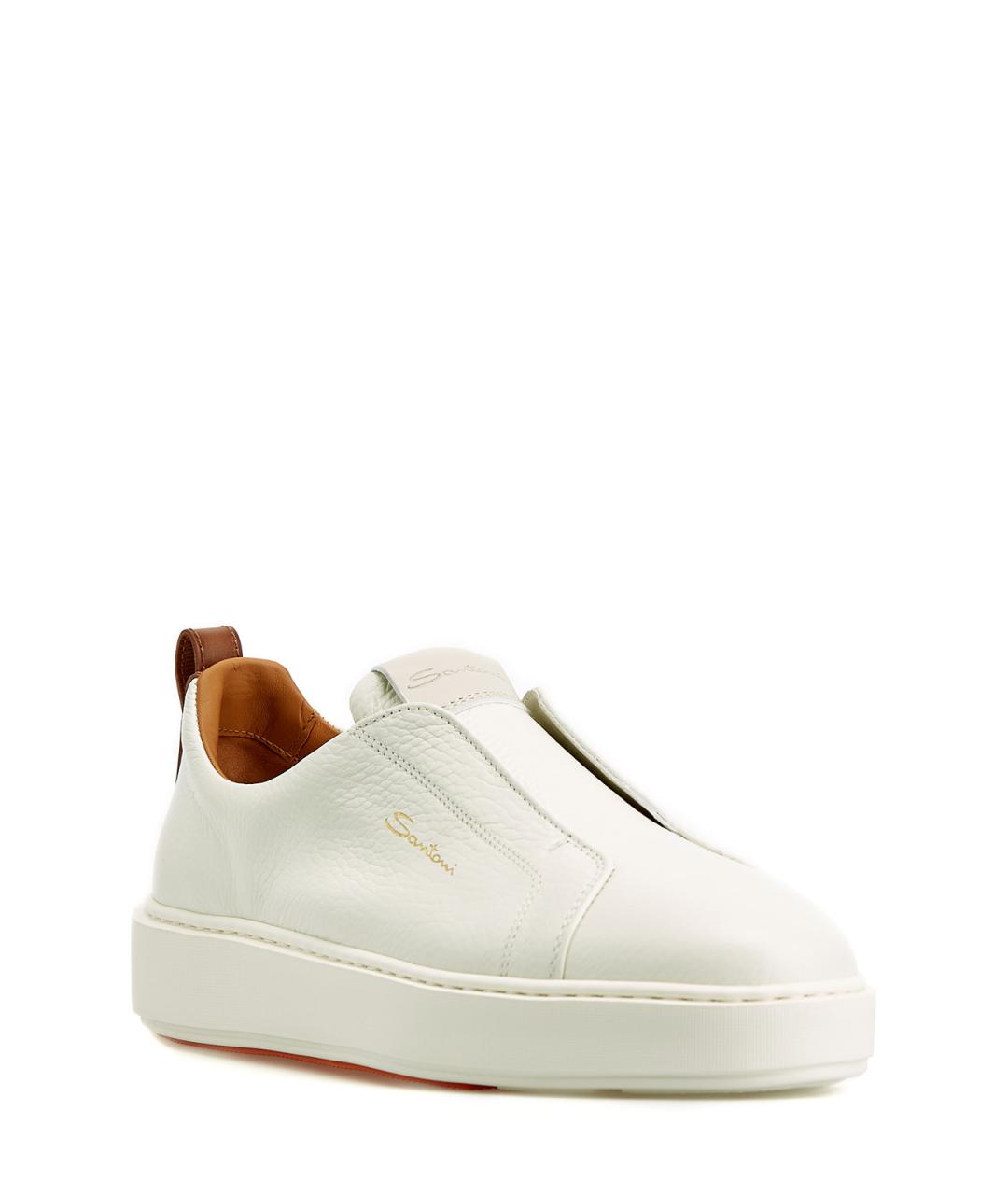 SANTONI Белые кожаные кеды, фото 3