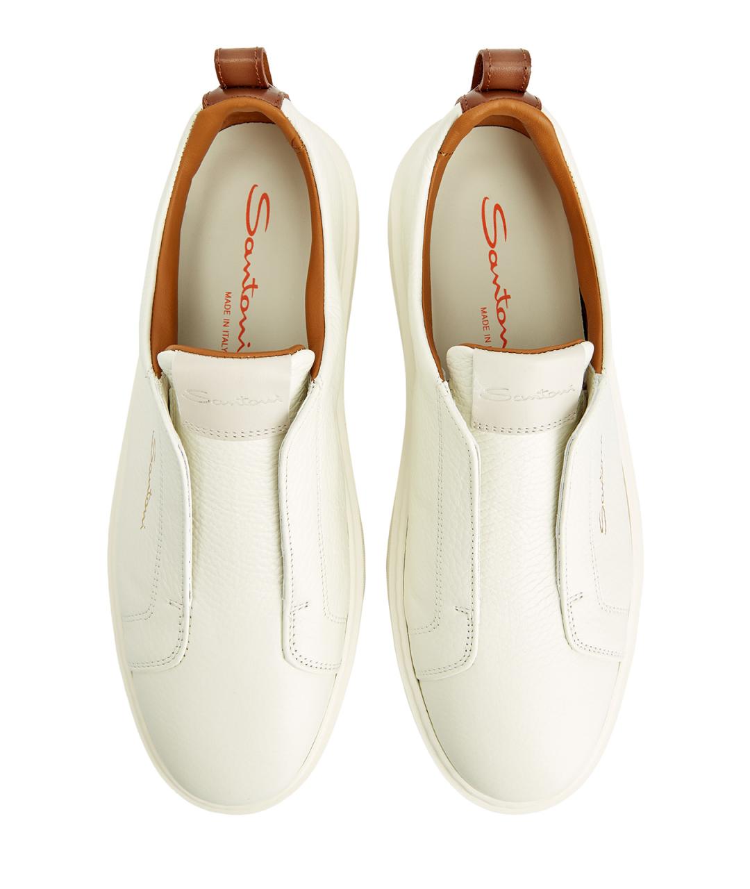 SANTONI Белые кожаные кеды, фото 5