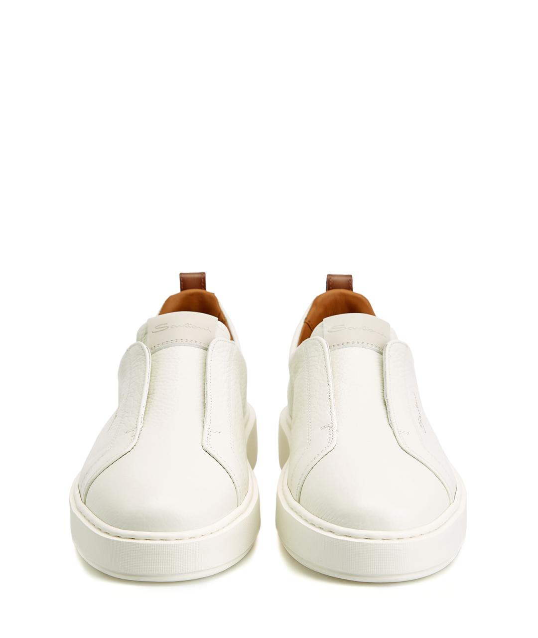 SANTONI Белые кожаные кеды, фото 6
