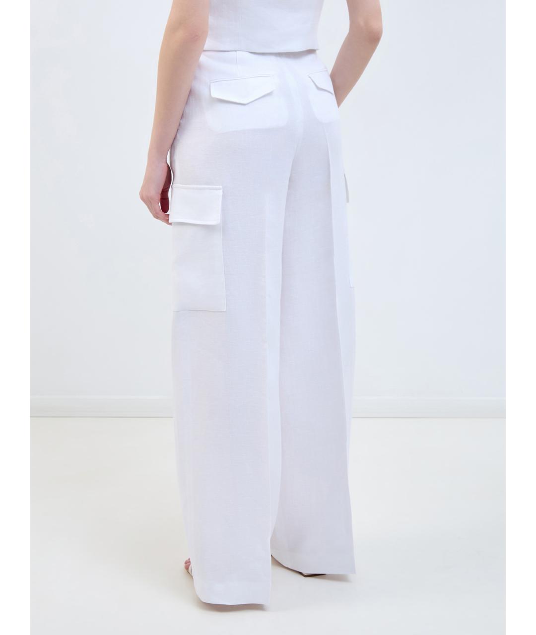 PESERICO Белые льняные брюки широкие, фото 4