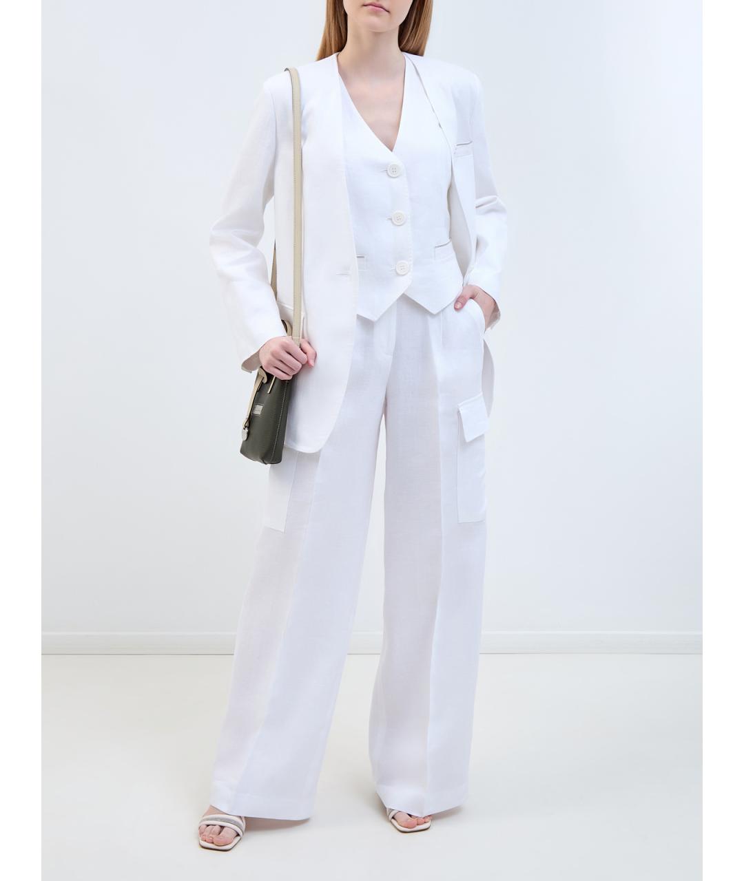 PESERICO Белые льняные брюки широкие, фото 2