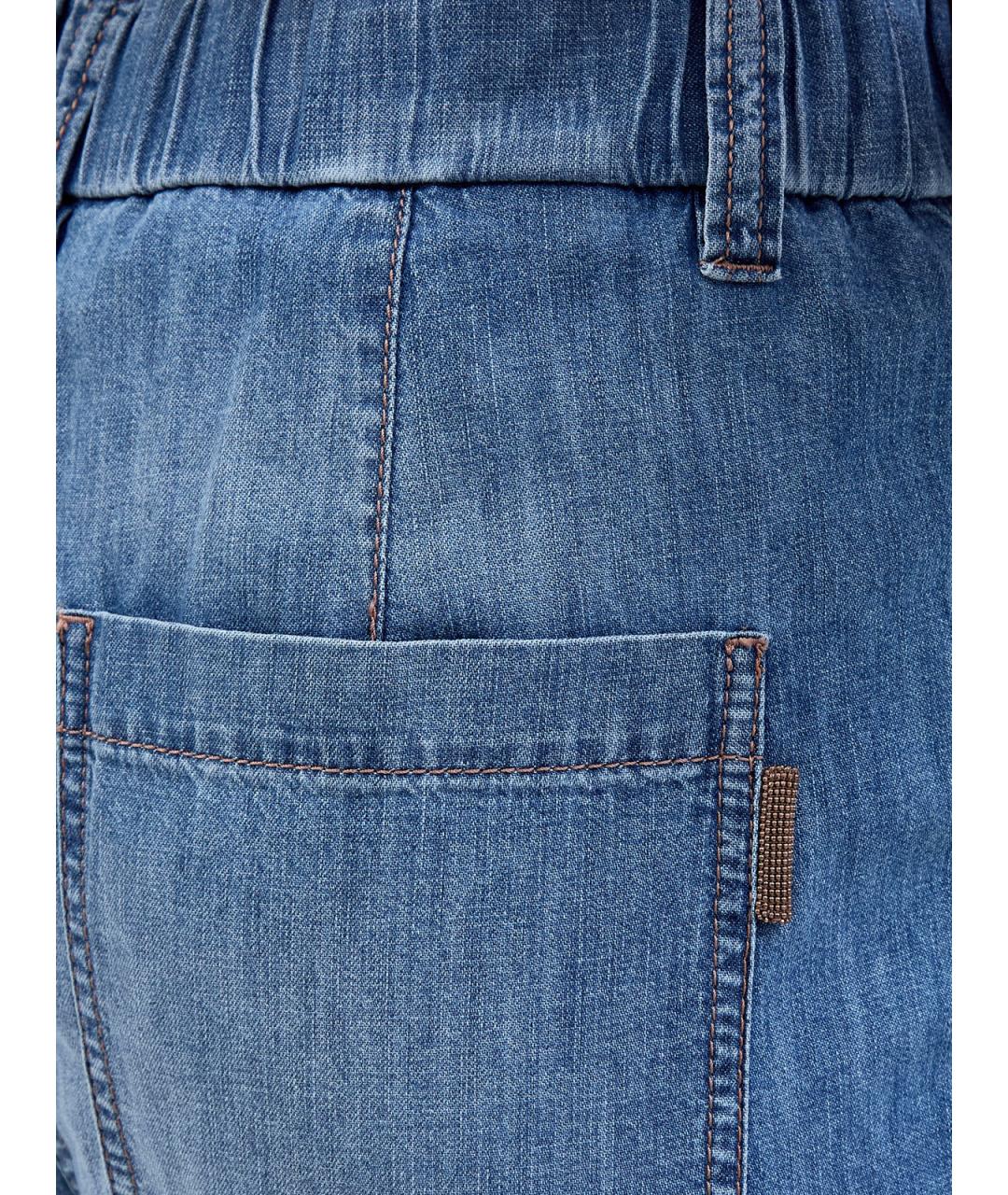 BRUNELLO CUCINELLI Голубые хлопковые прямые джинсы, фото 5