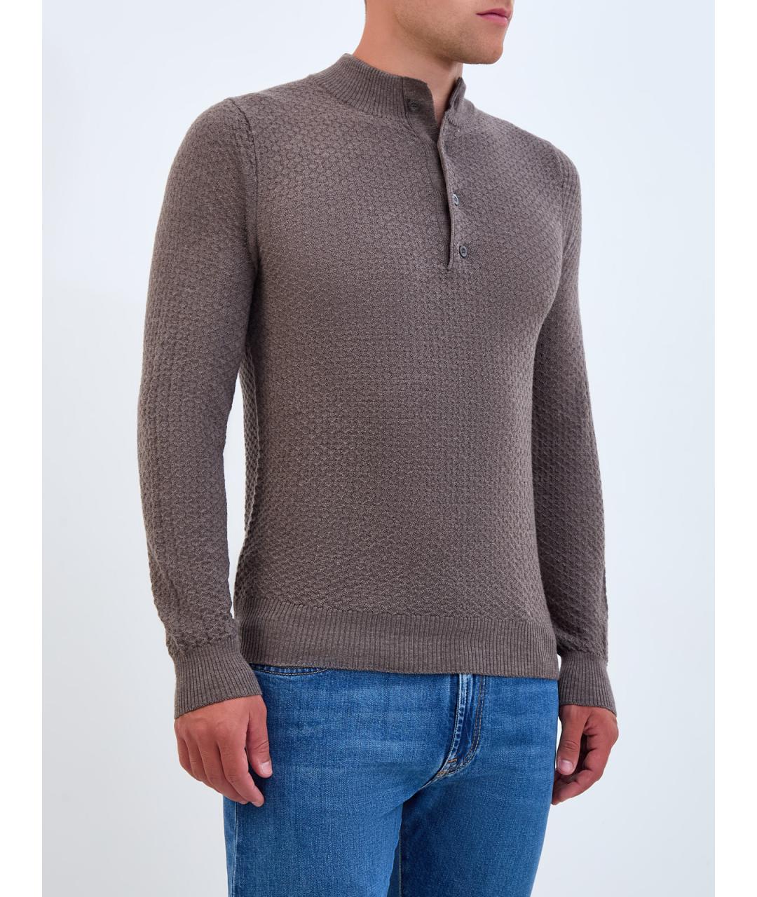 CANALI Коричневый шерстяной джемпер / свитер, фото 3