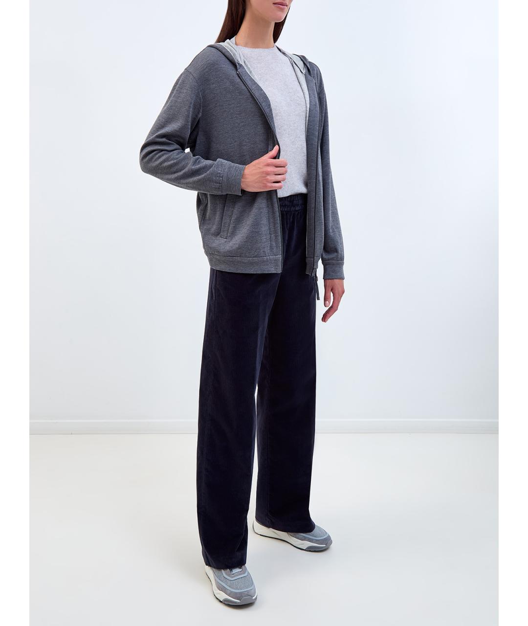 ELEVENTY Синие хлопковые прямые брюки, фото 2