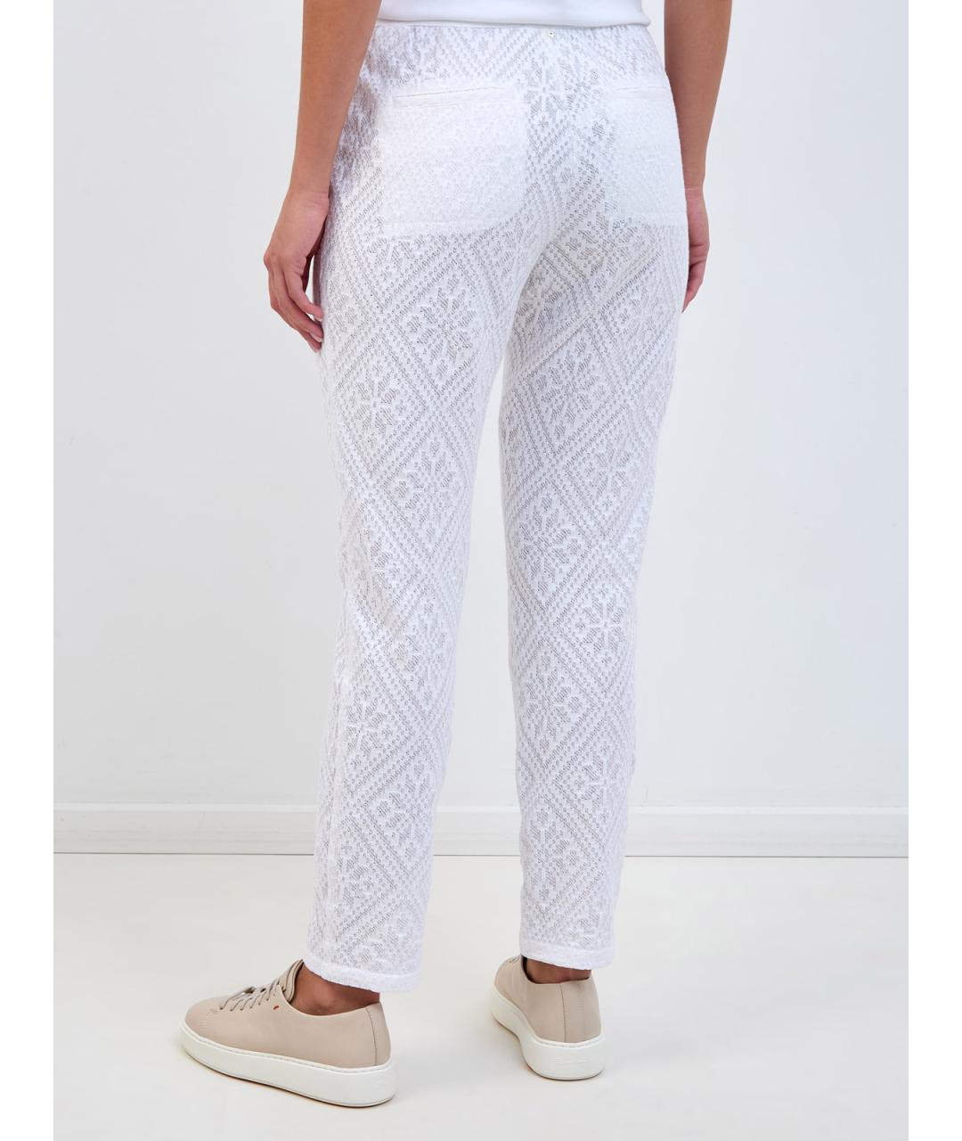 LORENA ANTONIAZZI Белые хлопковые прямые брюки, фото 4