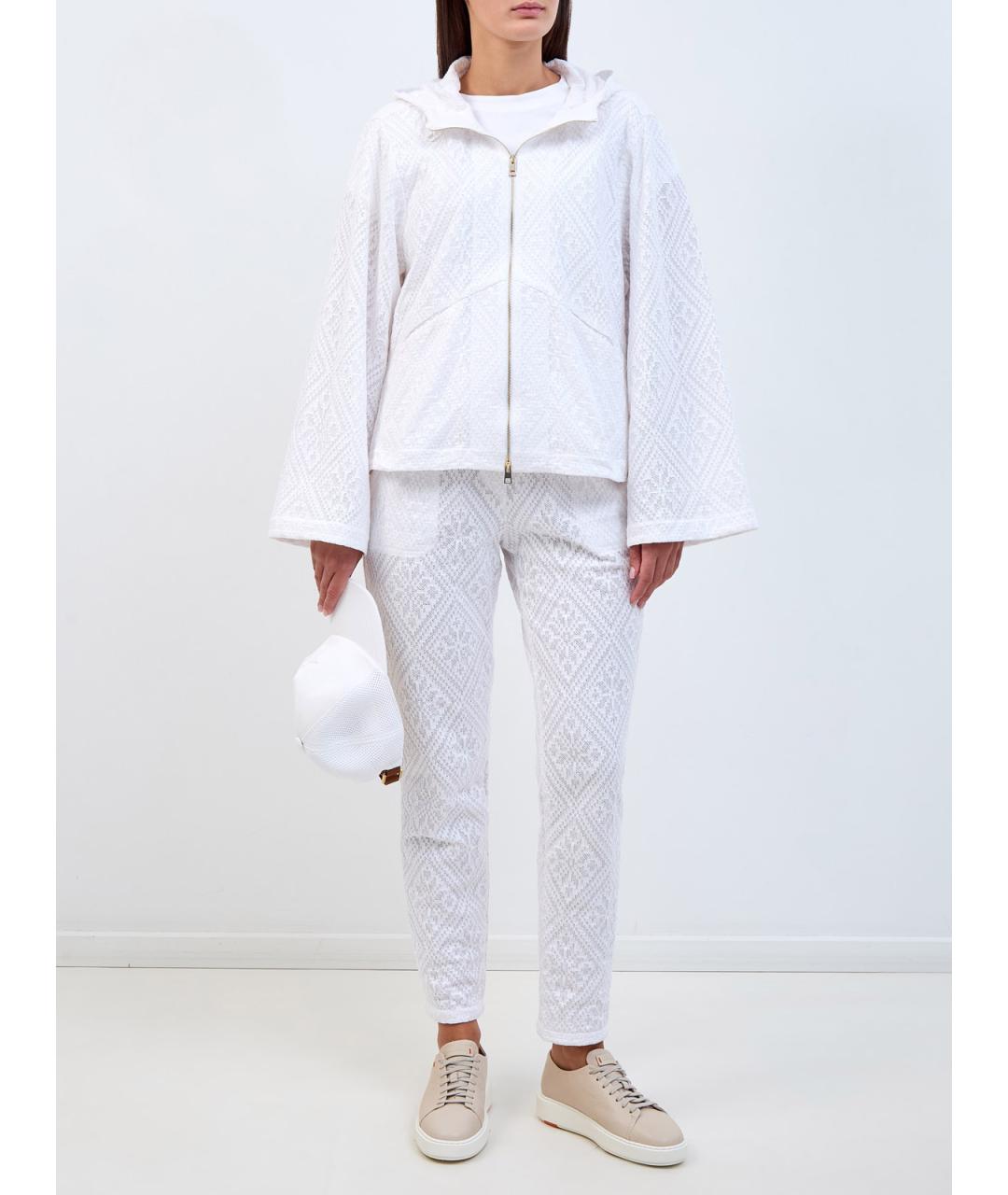 LORENA ANTONIAZZI Белые хлопковые прямые брюки, фото 2