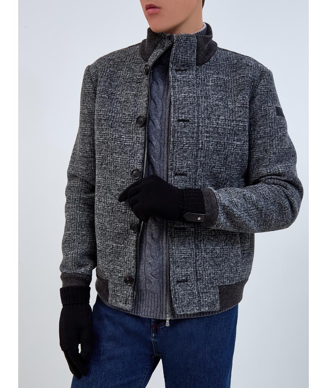 CANALI Черные шерстяные перчатки, фото 2