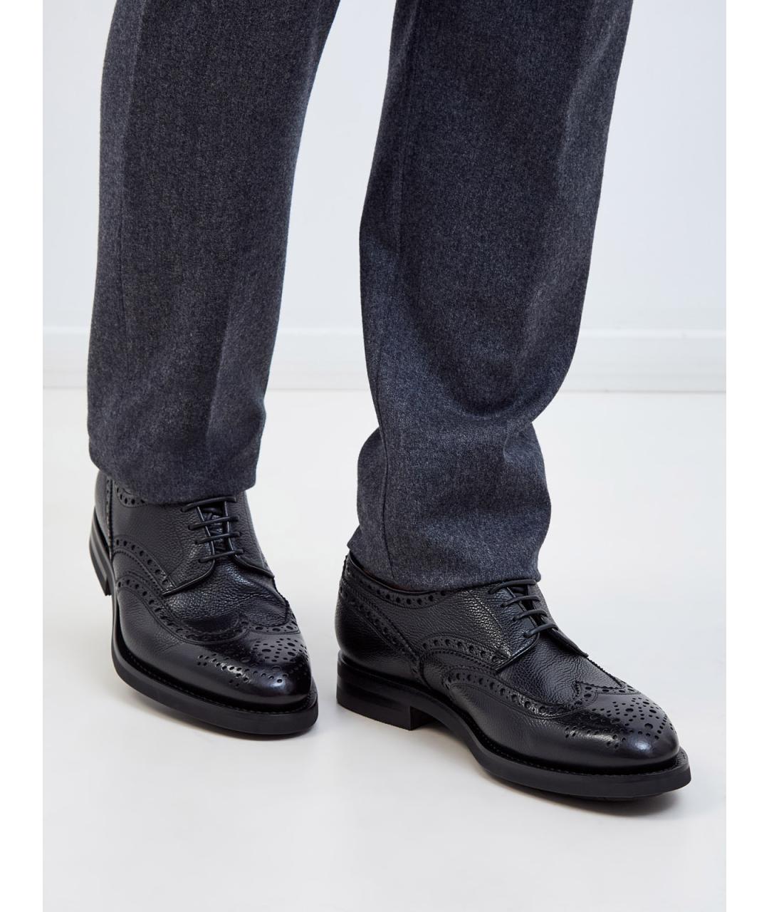 SANTONI Черные кожаные туфли, фото 2