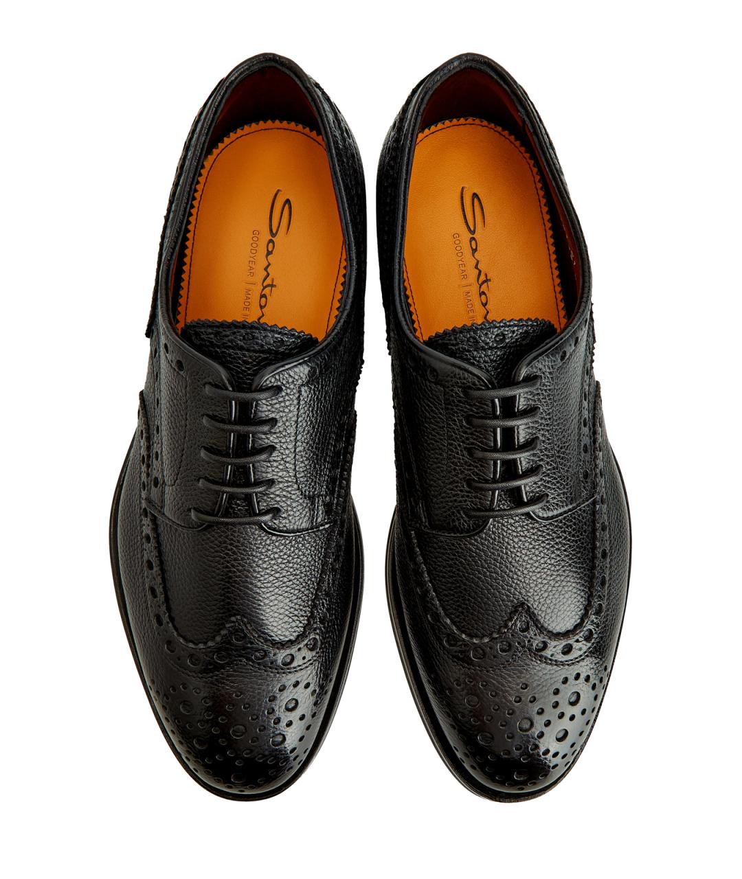 SANTONI Черные кожаные туфли, фото 5