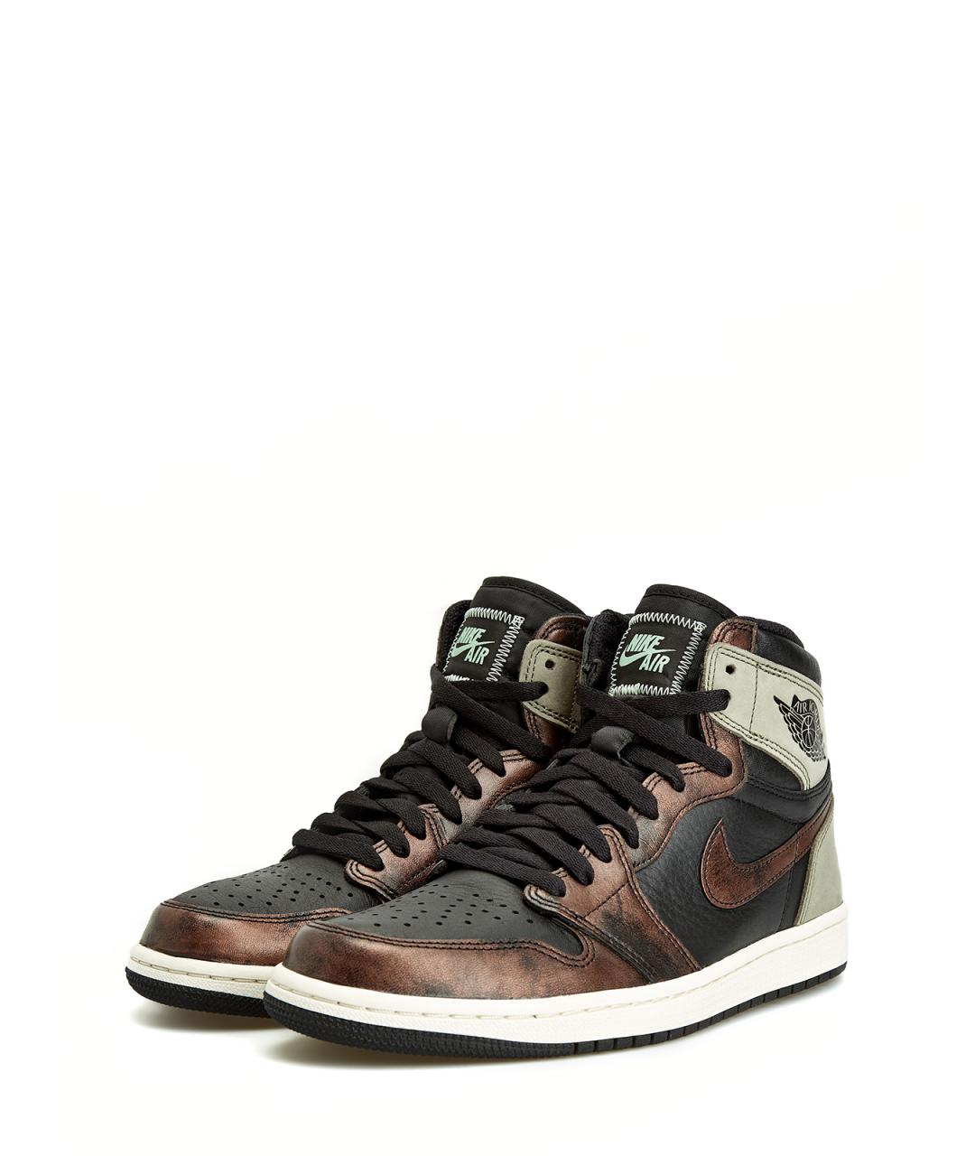 JORDAN Черные кожаные высокие кроссовки / кеды, фото 2