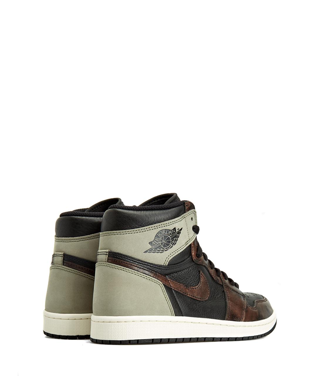 JORDAN Черные кожаные высокие кроссовки / кеды, фото 3
