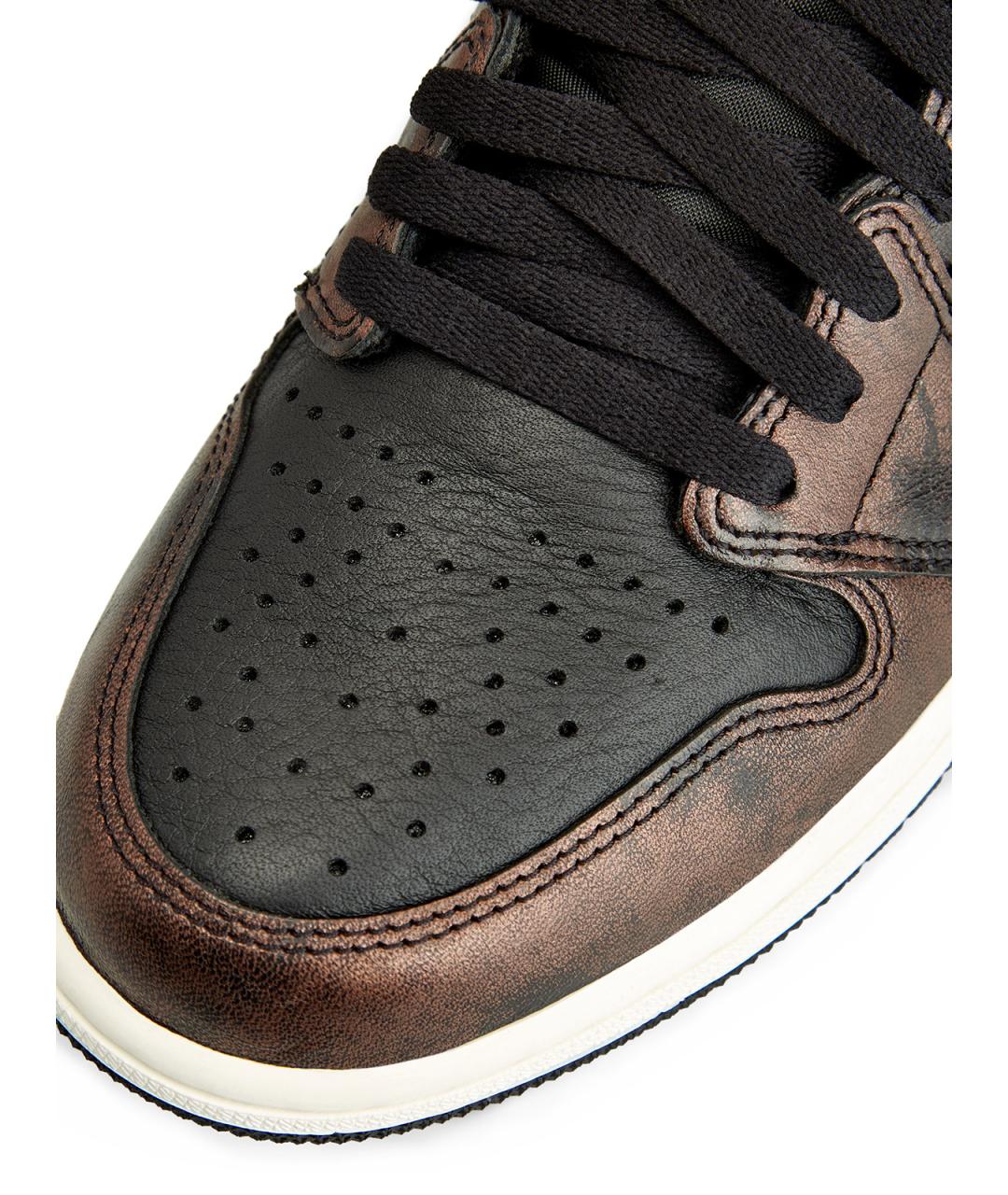 JORDAN Черные кожаные высокие кроссовки / кеды, фото 5