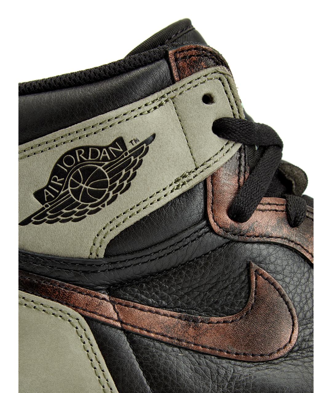 JORDAN Черные кожаные высокие кроссовки / кеды, фото 4