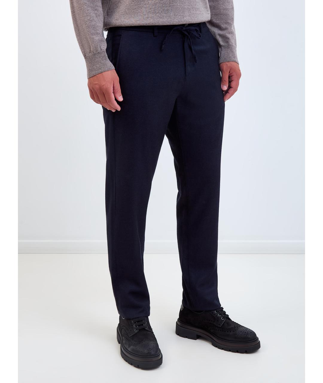 CANALI Синие шерстяные повседневные брюки, фото 3