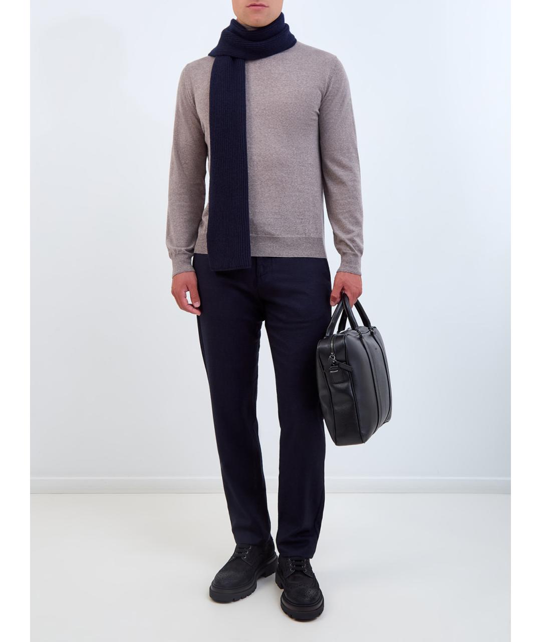 CANALI Синие шерстяные повседневные брюки, фото 2